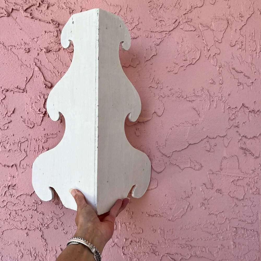 Small Handmade Wood Standing Shelf Painted Chippy